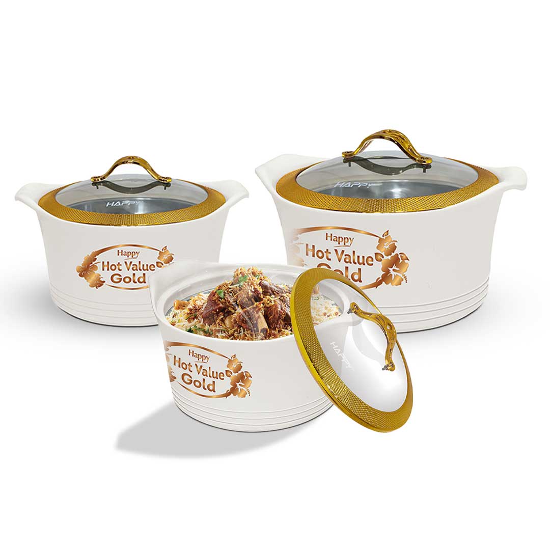 Happy Hot Value Gold Glass Top Hotpot Gift Pack – 3 & 4 Pcs