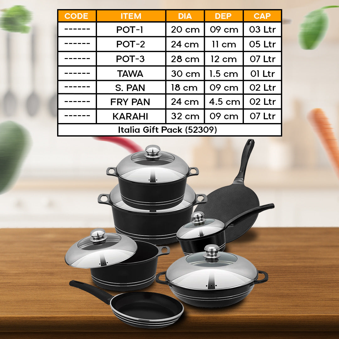 Italia Gift Pack - Sonex (with Steel Lid) 20 PCS Die-Cast Nonstick.