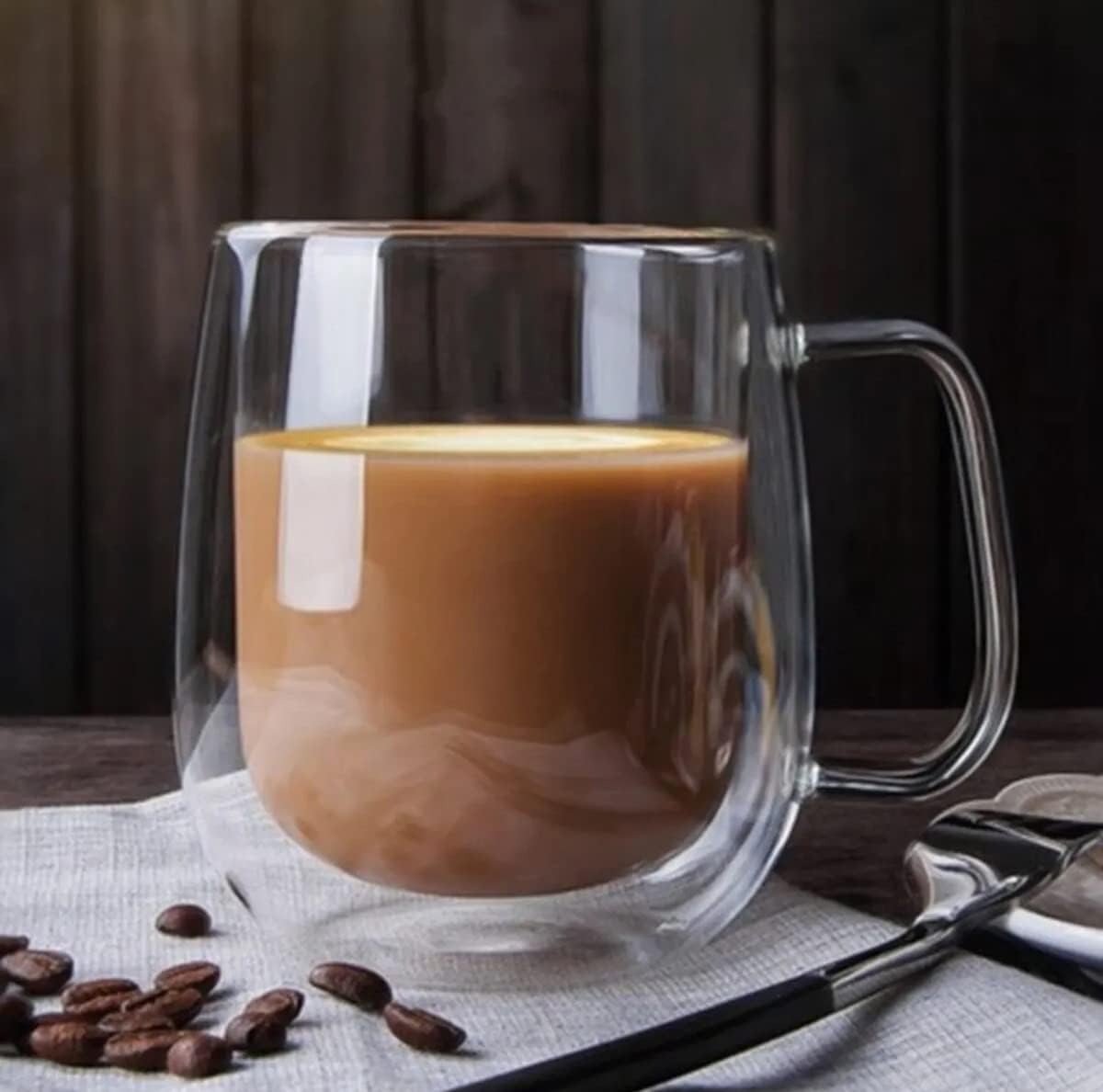 Double Wall Tea & Coffee Glass Mug – 400ml Heat Resistant Cup