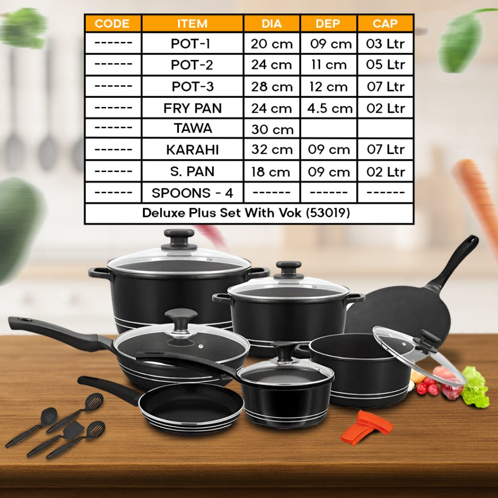 Sonex Deluxe Plus Gift Pack – 18 Pieces, Die-Cast PTFE Non-Stick Coating with Glass Lid