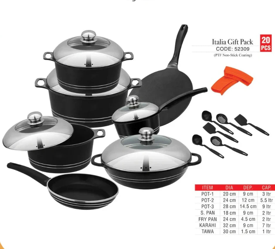 Italia Gift Pack - Sonex (with Steel Lid) 20 PCS Die-Cast Nonstick.