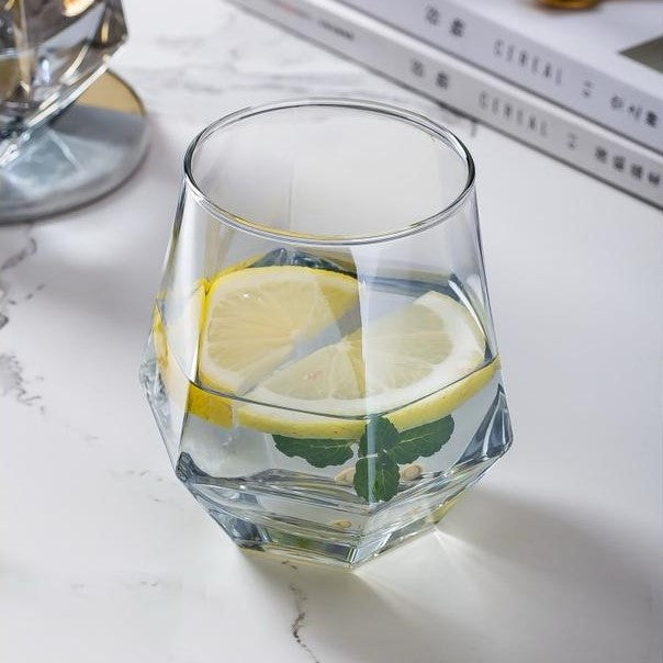 Delisoga Modern Transparent Diamond Shape Drinking Glass Set