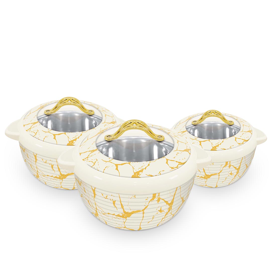 Happy Vhop Prima Glass Top 3 Pcs set White