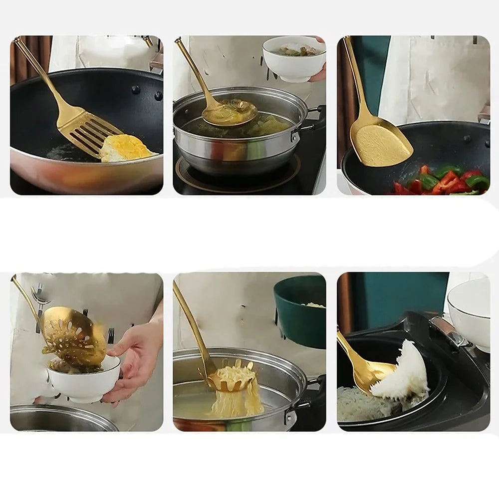 7-Piece Platinum Ceramic Kitchen Utensil Set with Holder