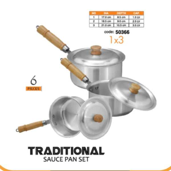 Sonex Sauce Pot Set with Wood Handle: Versatile and Stylish for Your Culinary Creations